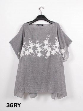 Stitched Flower Design Fashion Flowy Top